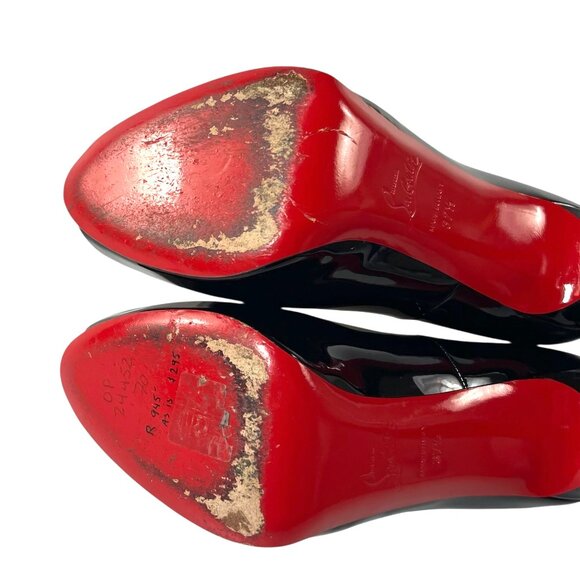 CHRISTIAN LOUBOUTIN VERY PRIVE Black Patent Platform Stiletto Pumps 37.5 7.5 - Picture 14 of 14